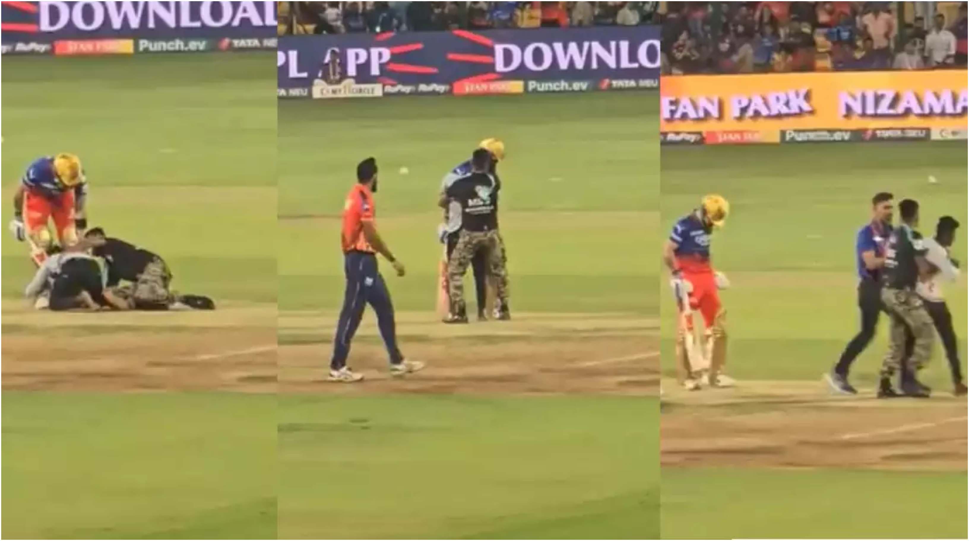 The crazy fan touched Virat Kohli's feet after breaching security | Screengrab