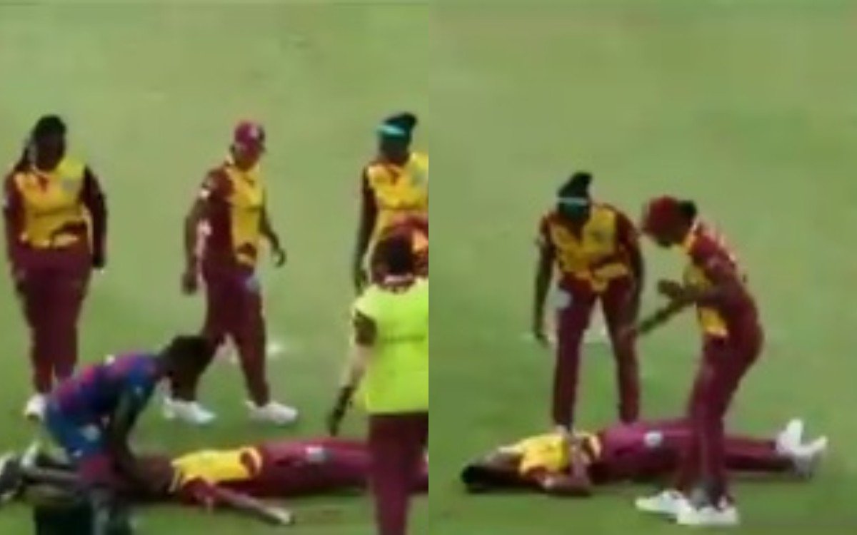 Two West Indies women's players collapsed on the ground | Twitter