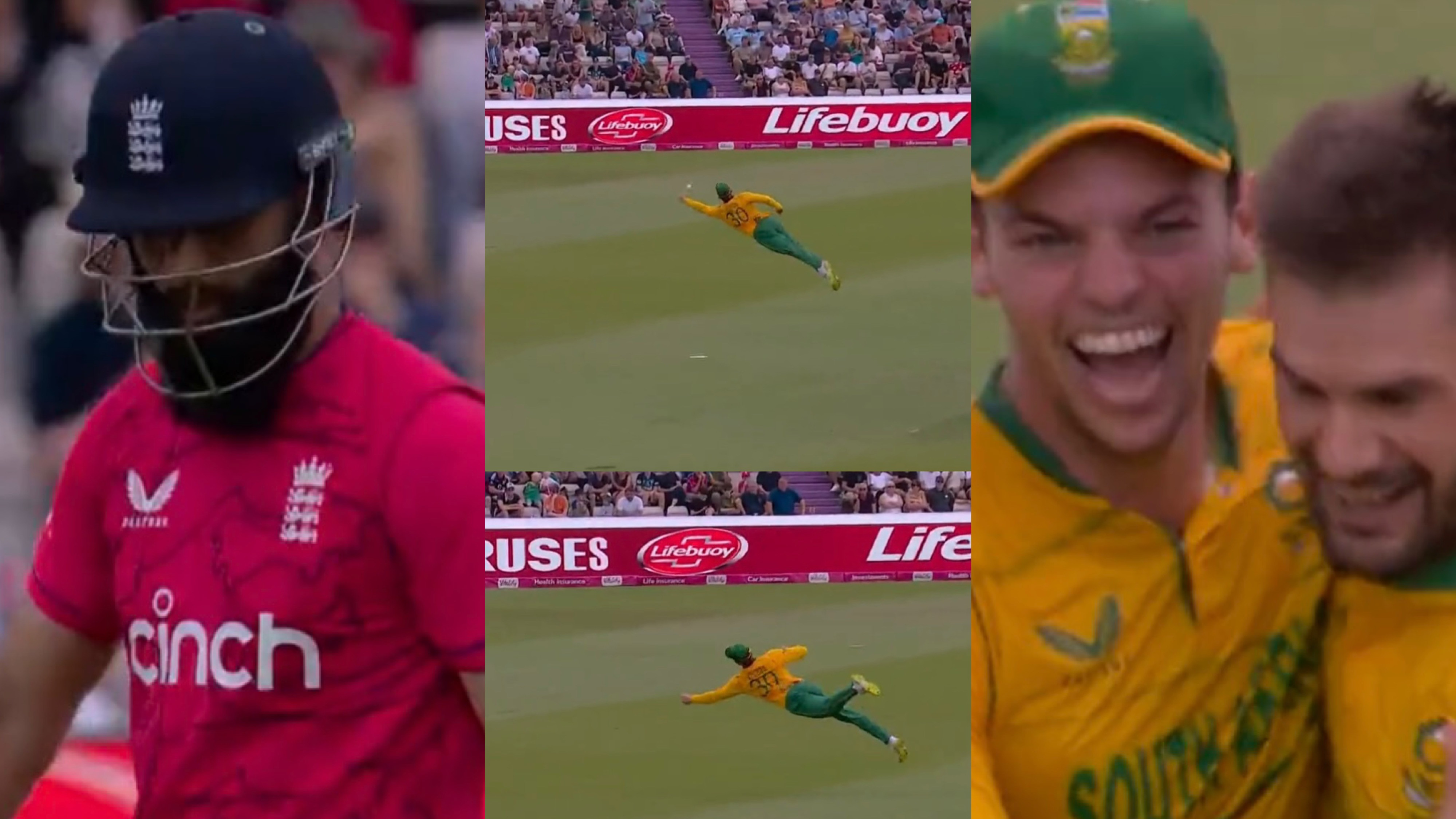 ENG v SA 2022: WATCH - Tristan Stubbs plucks sensational one-handed catch to dismiss Moeen Ali