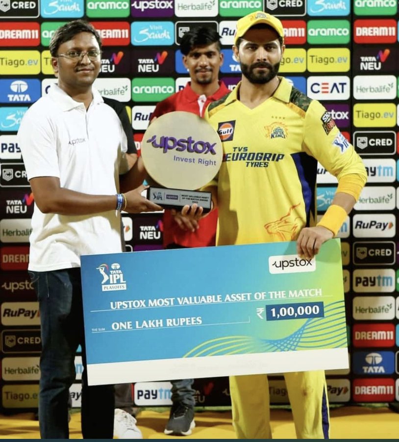 Ravindra Jadeja won the 'Upstox Most Valuable Asset of the Match' in CSK's win | BCCI-IPL