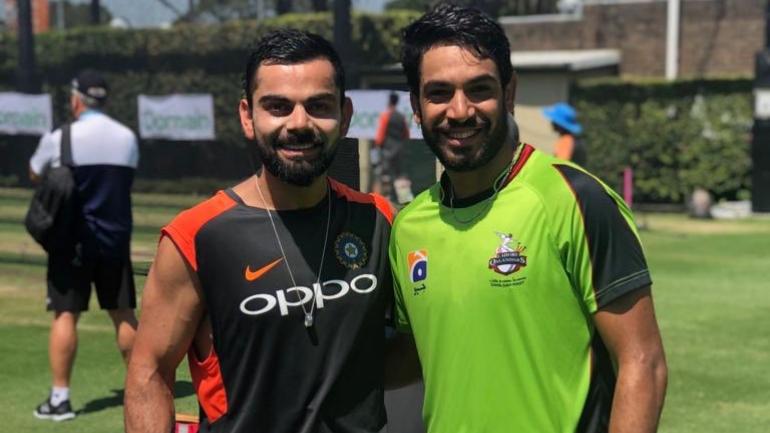 Haris Rauf with Virat Kohli during nets in 2018-19 Australia tour | Twitter