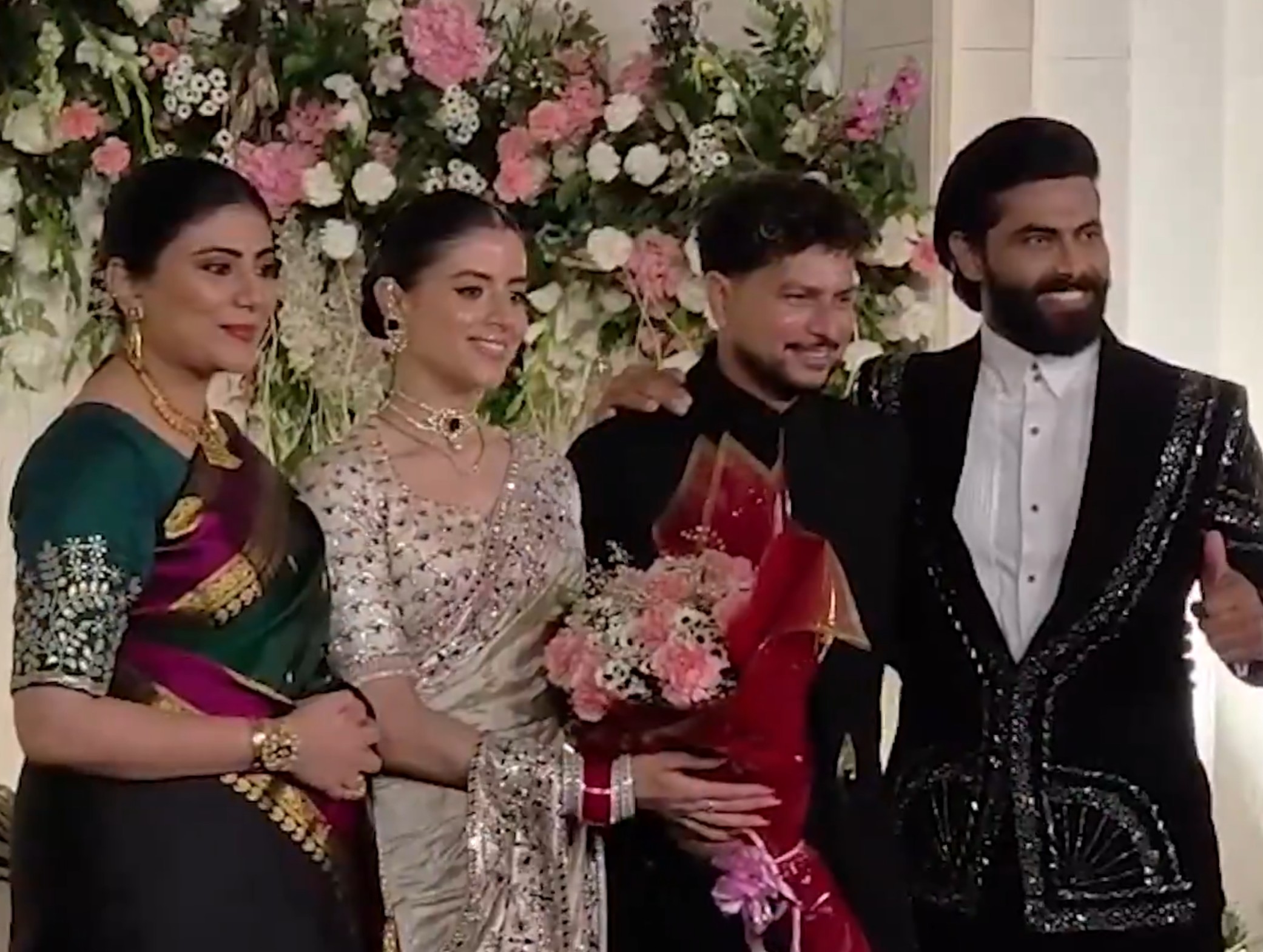 Ravindra and Rivaba Jadeja with Kuldeep Yadav and Vanshika | X