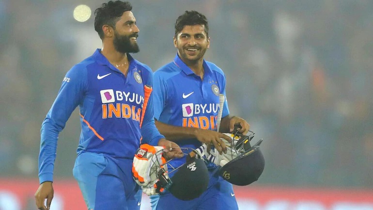 Shardul had made 17* and with Jadeja's 39*, helped India win in Cuttack ODI in 2019 vs WI | AP