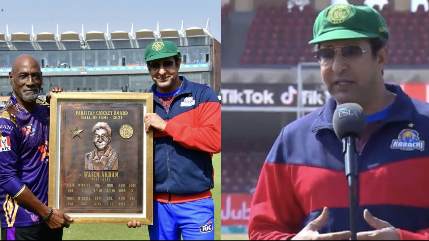 WATCH - Wasim Akram inducted into PCB Hall of Fame; receives cap and plaque from Sir Viv Richards