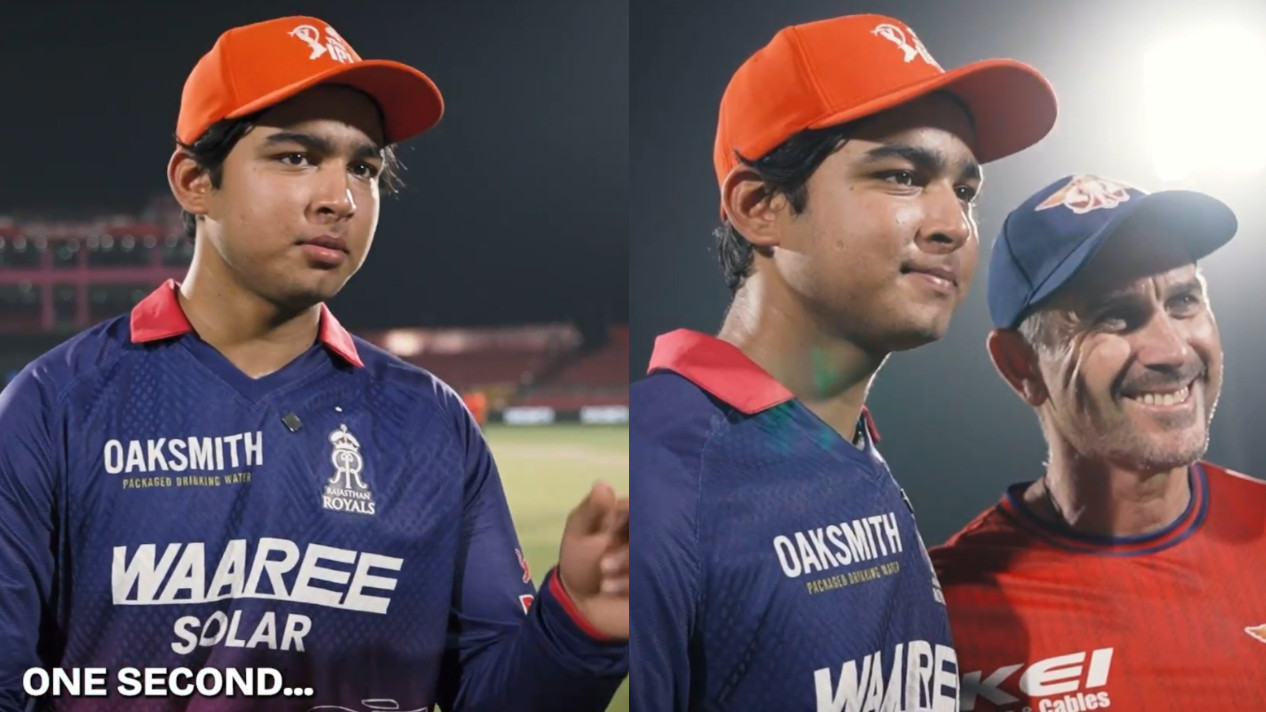 IPL 2026: WATCH- Vaibhav Sooryavanshi pauses interview after Justin Langer requests him for a photo together