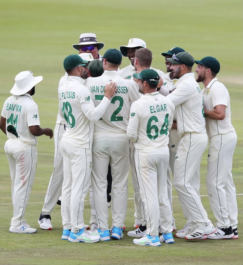 Proteas celebrate a wicket. | Cricket SA Twitter  