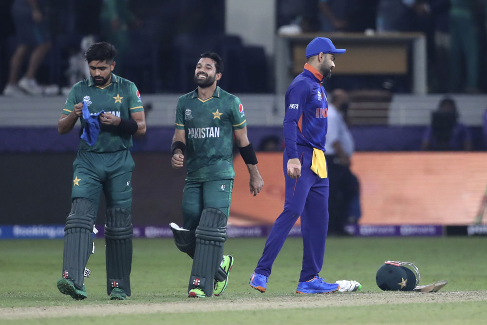 Babar and Rizwan after Pakistan defeated India in T20 WC 2021 | AP
