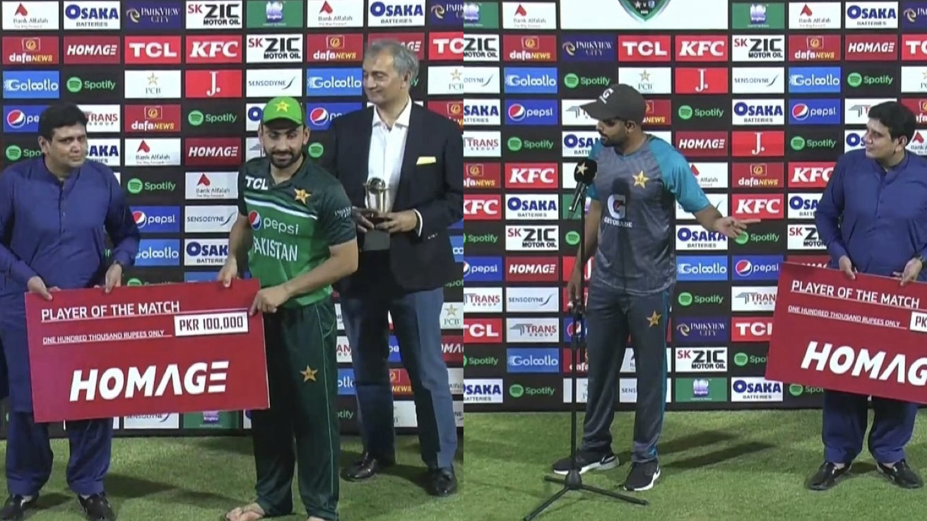 PAK v WI 2022: WATCH - Babar Azam gives his Player of the Match award to Khushdil Shah after win in 1st ODI