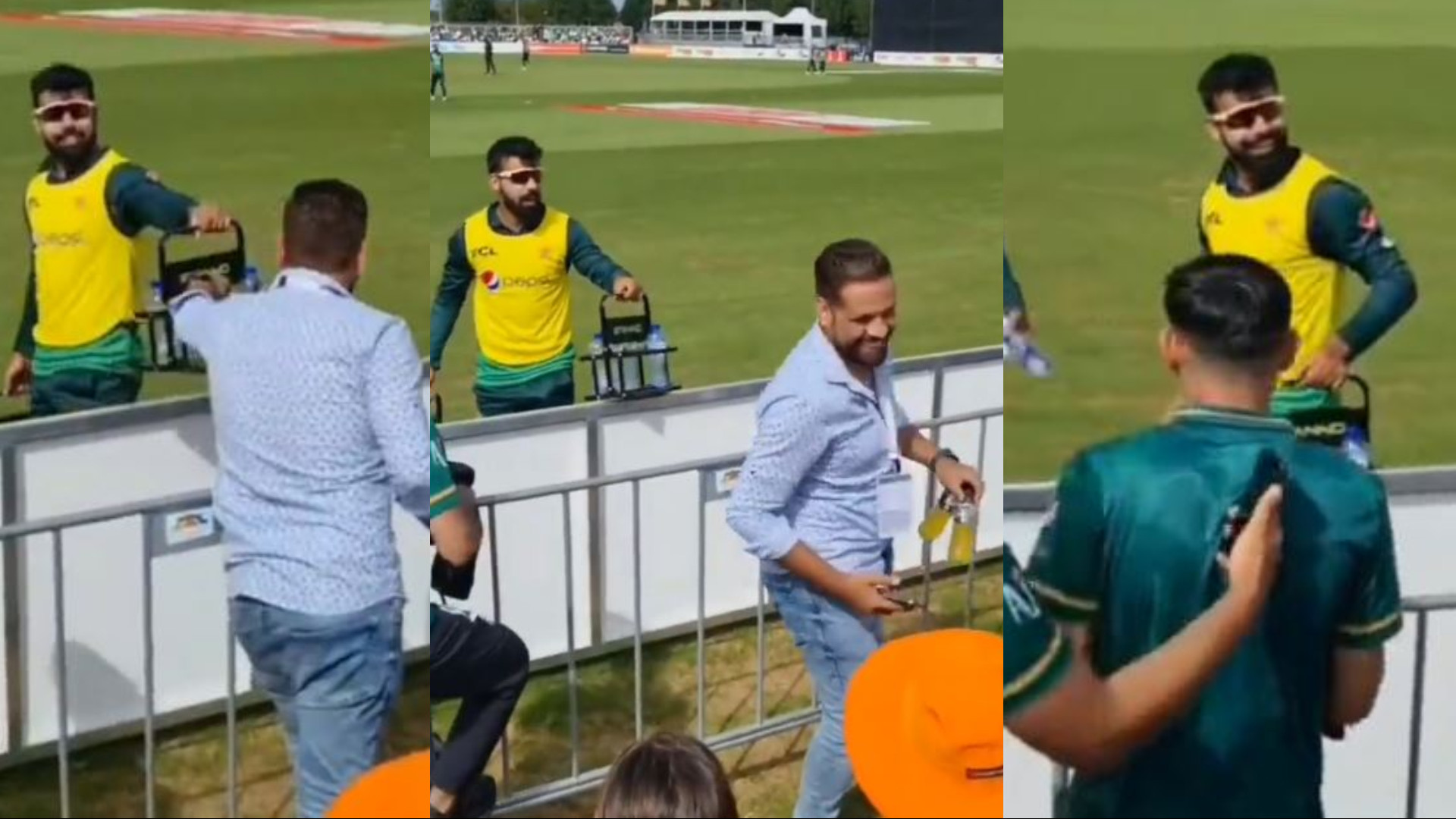 WATCH- “Ek hi pakad na”- Shadab Khan tells fan who picked two bottles out of his crate during Netherlands ODI