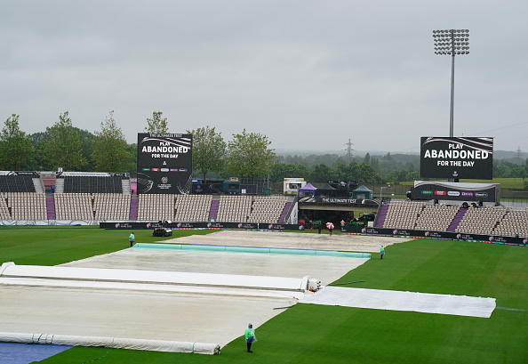 The play was abandoned for the day owing to continuous rain | Getty