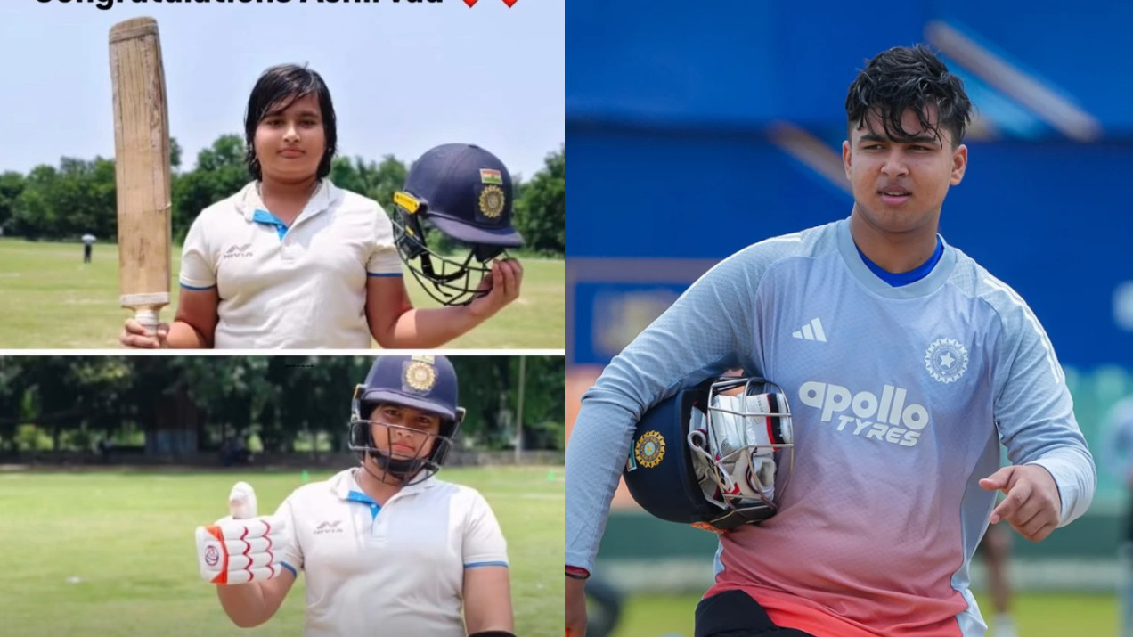Vaibhav Sooryavanshi congratulates his 10-year-old brother Aashirwad for scoring a century in a local game in Bihar