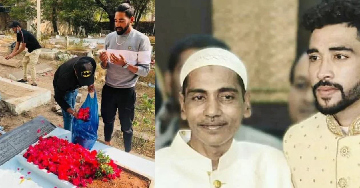 Mohammed Siraj at his father's grave after returning from Australia | Twitter