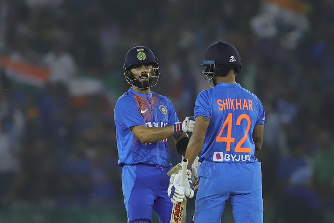 Kohli and Dhawan added 61 runs for the second wicket | AFP