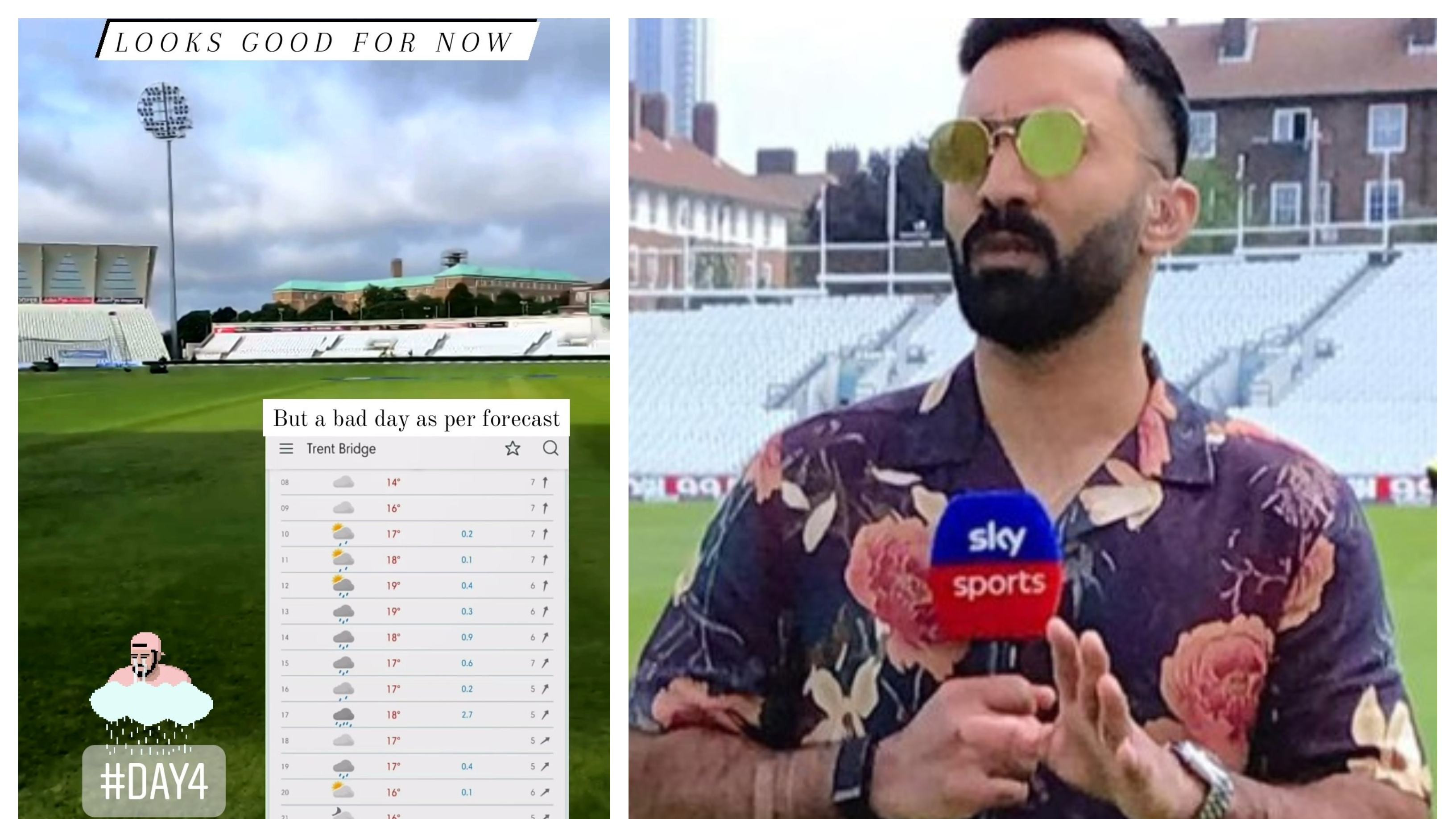 ENG v IND 2021: Dinesh Karthik shares weather update from Nottingham on Day 4