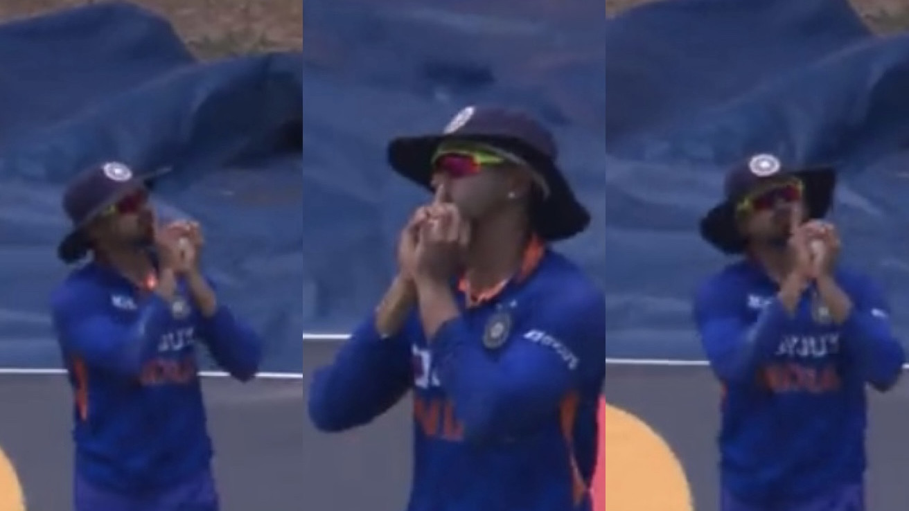 WI v IND 2022: WATCH - Shreyas Iyer gestures something to crowd after taking Rovman Powell's catch 