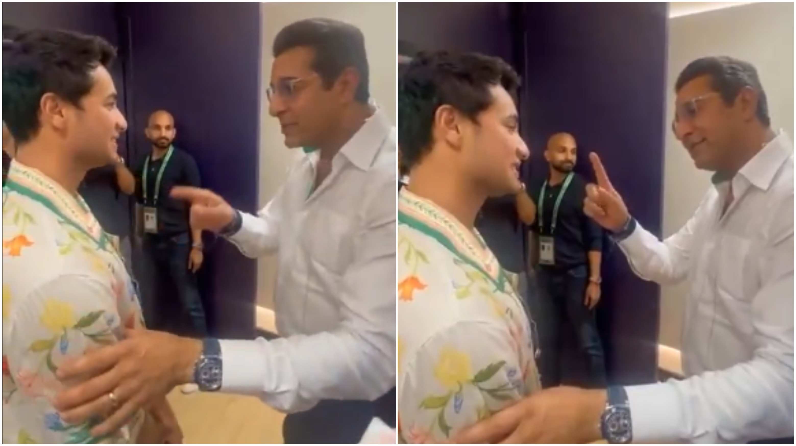 Abhishek Sharma met Wasim Akram in Dubai | Screengrab