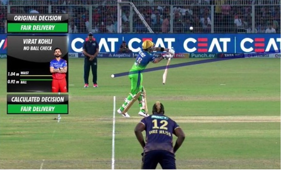 The full toss was deemed fair delivery due to it being below Kohli's waist | X