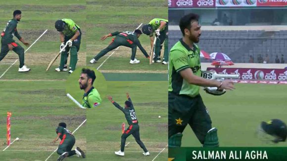 Salman Ali Agha's bizarre run out | X