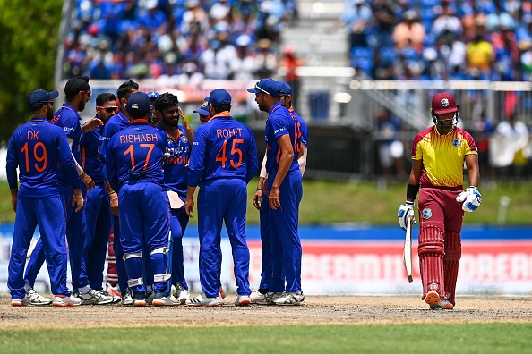 Team India celebrates wicket of Nicholas Pooran | Getty 