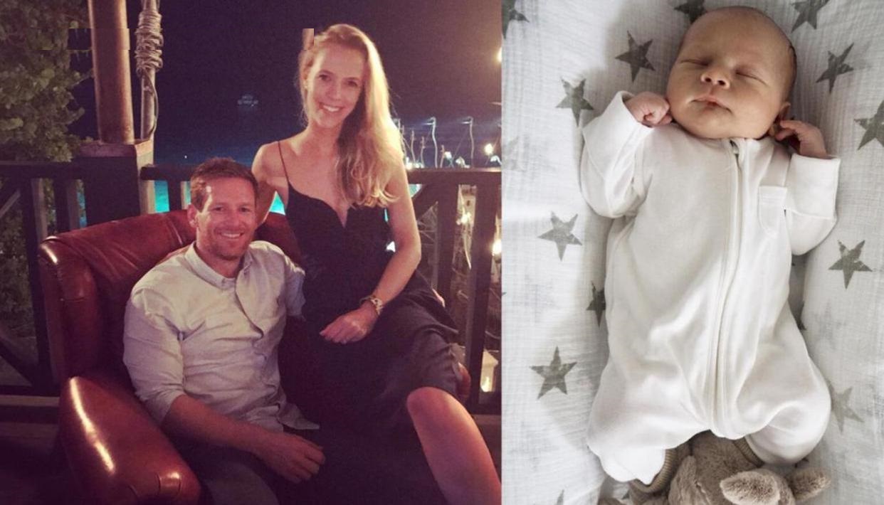 Eoin Morgan with wife Tara and new-born son Leo Louis Oliver | Eoin Morgan Instagram