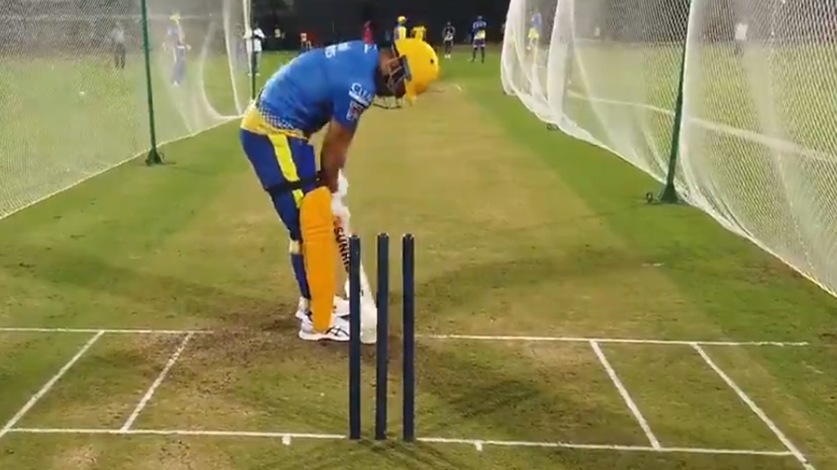 MS Dhoni preparing to tee off during CSK camp | Twitter