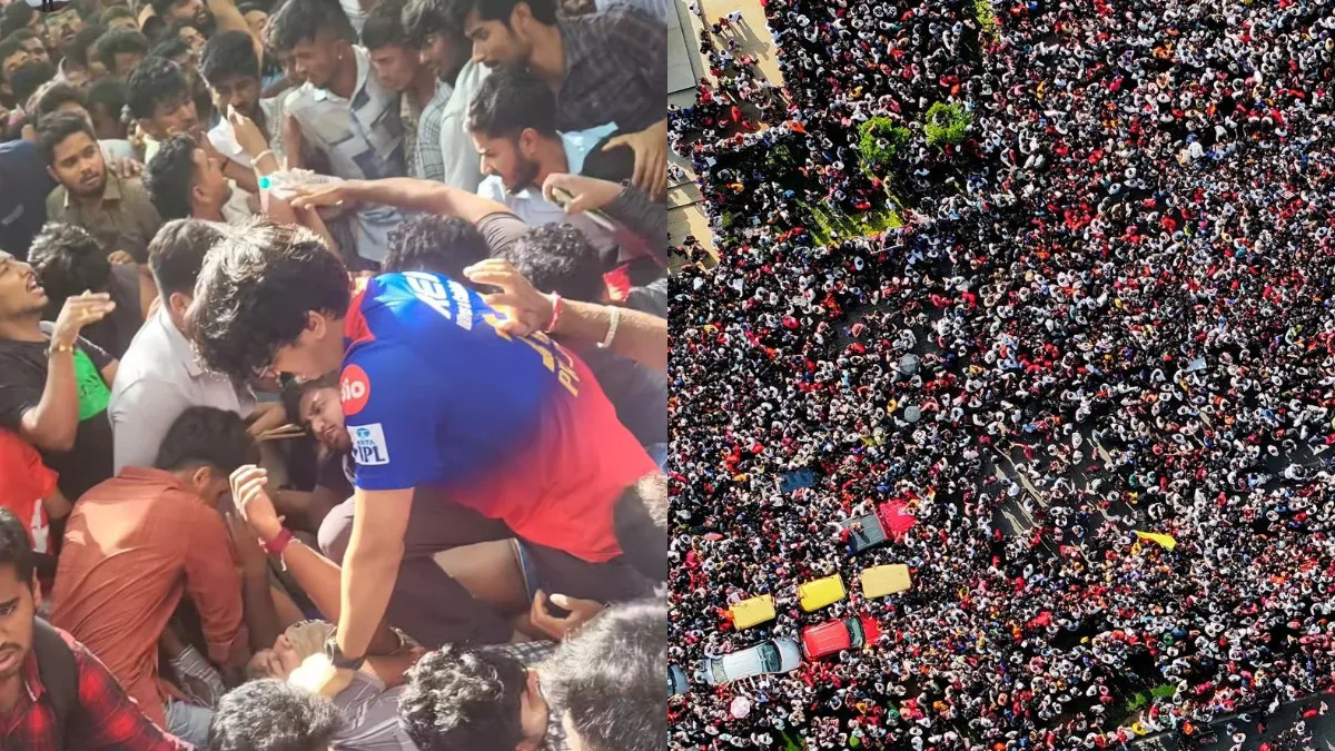 Stampede outside Chinnaswamy Stadium for RCB IPL celebrations | X