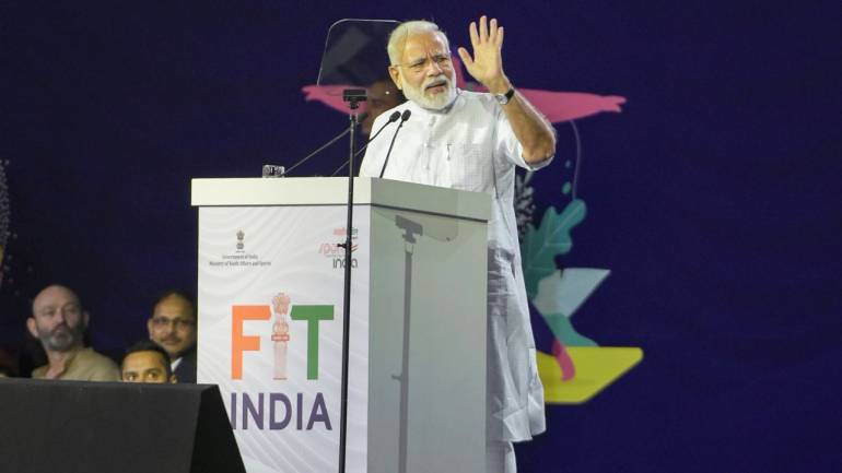 Indian PM Modi launched the Fit India initiative on birthday of hockey wizard Maj. Dhyan Chand 