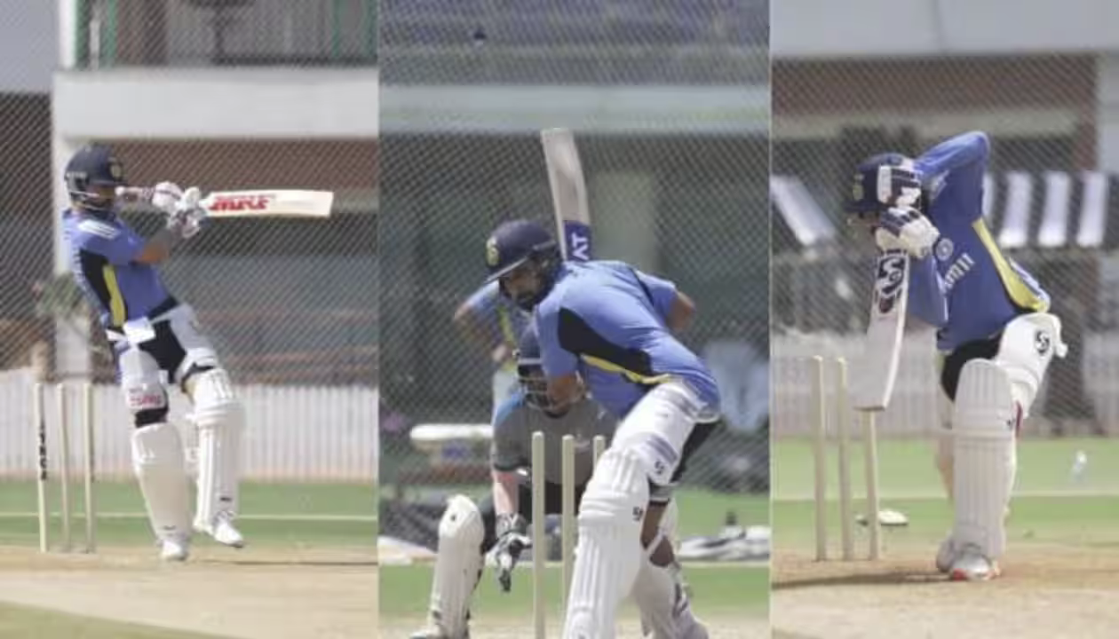 Virat Kohli, Rohit Sharma and KL Rahul in nets before Bangladesh Test | X