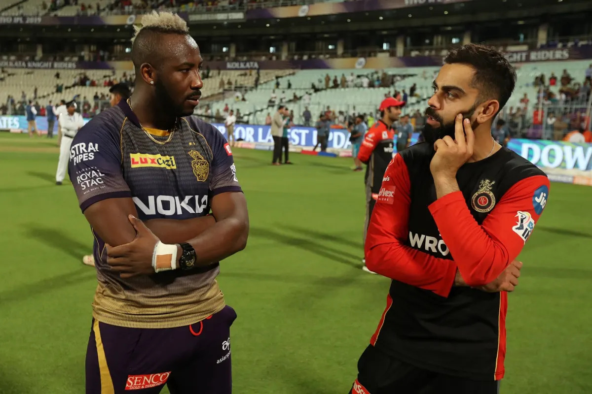 Andre Russell and Virat Kohli during an IPL match | Getty