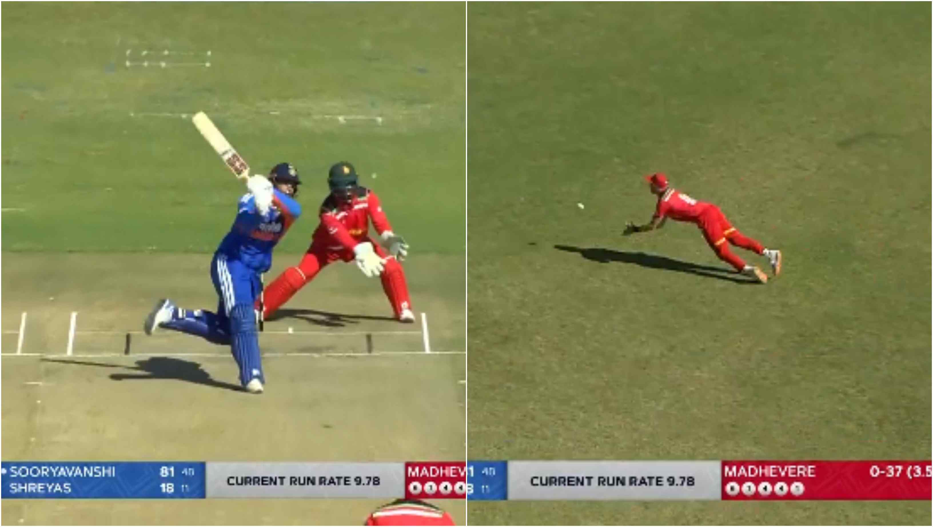 Brad Evans' diving catch to dismiss Vaibhav Sooryavanshi | Screengrabs