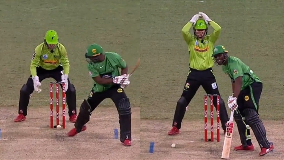 BBL 11: WATCH - Andre Russell survives despite the ball hitting his stumps during Big Bash League match