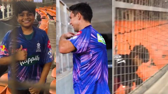 IPL 2022: WATCH - A young fan takes off his RCB jersey and wears a Trent Boult-gifted RR shirt