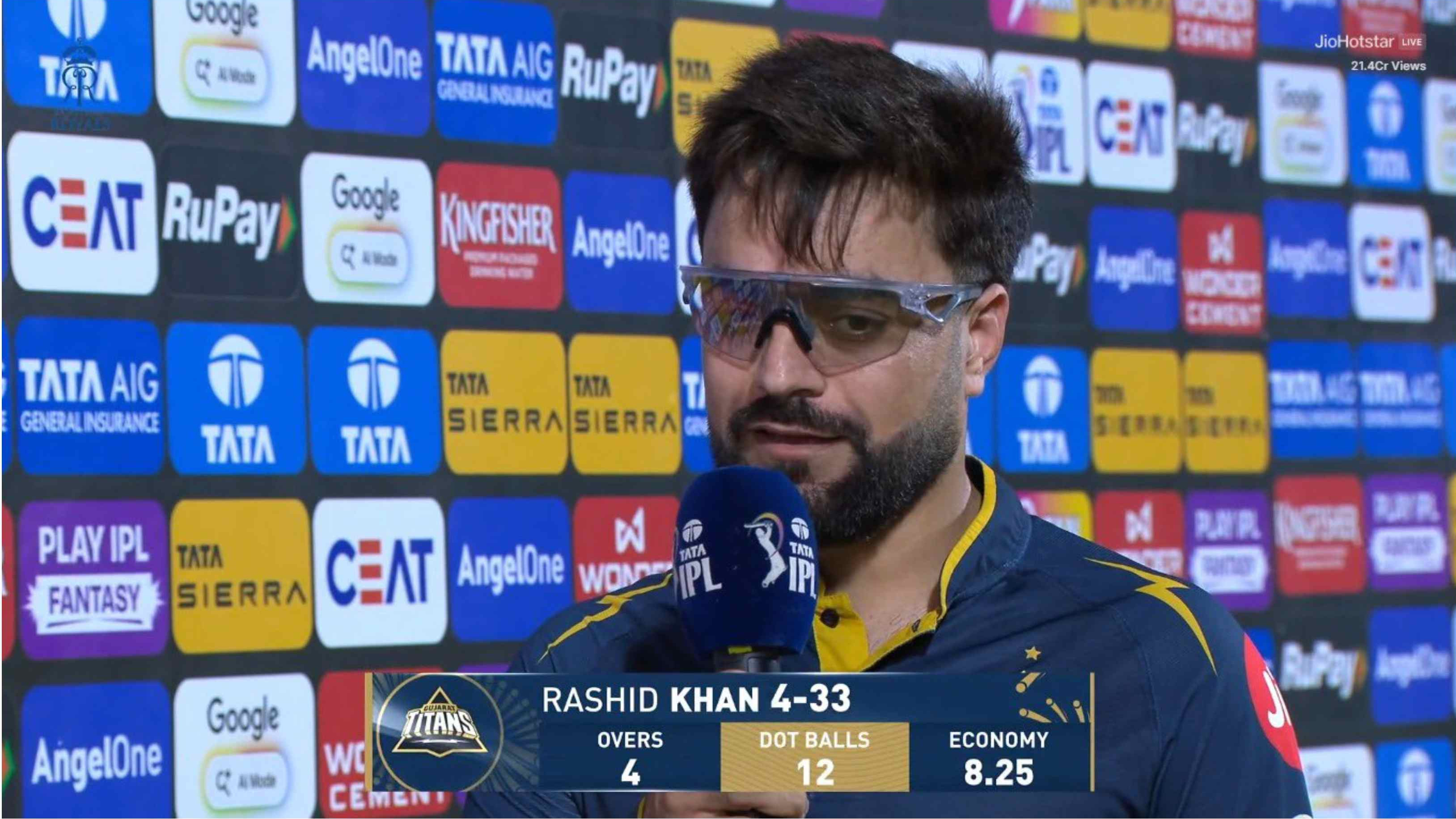 IPL 2026: WATCH – “I was trying to mix it up and hit right area,” GT spinner Rashid Khan reflects on his match-defining spell vs RR