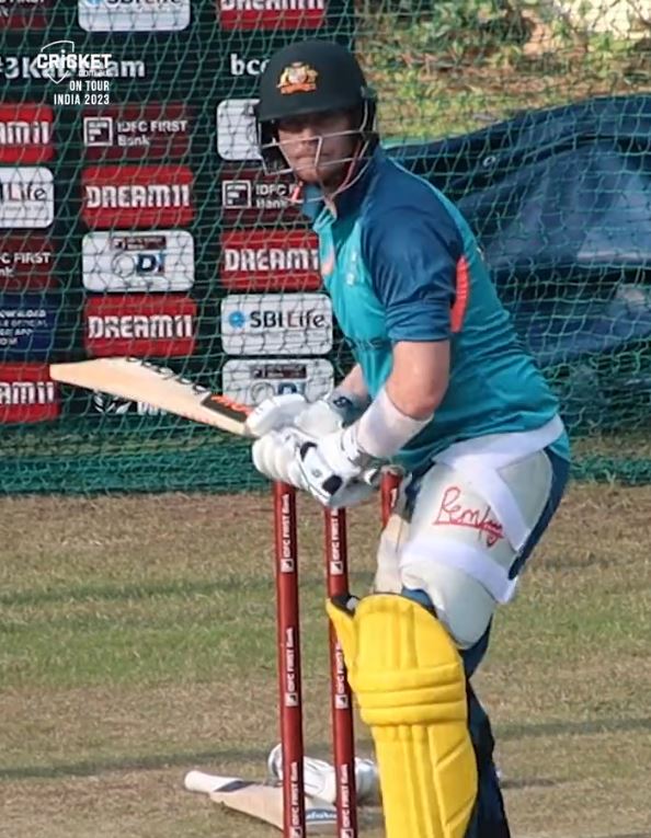 Steve Smith batting in nets ahead of first ODI against India | X