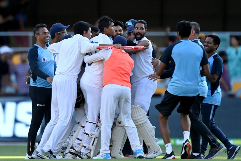 Team India celebrates the historic Test series win at The Gabba | Getty Images