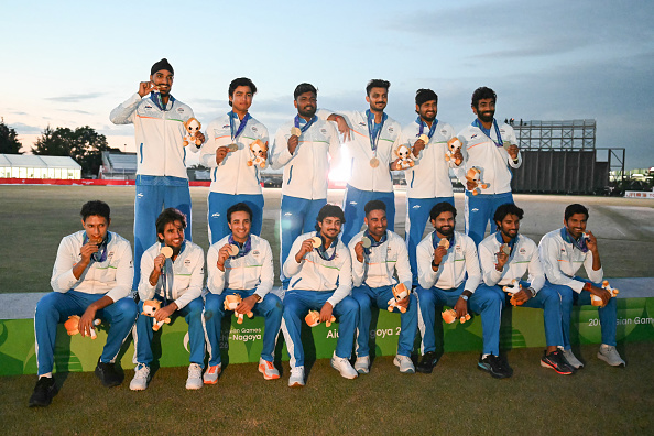 Team India players with their gold medals | Getty