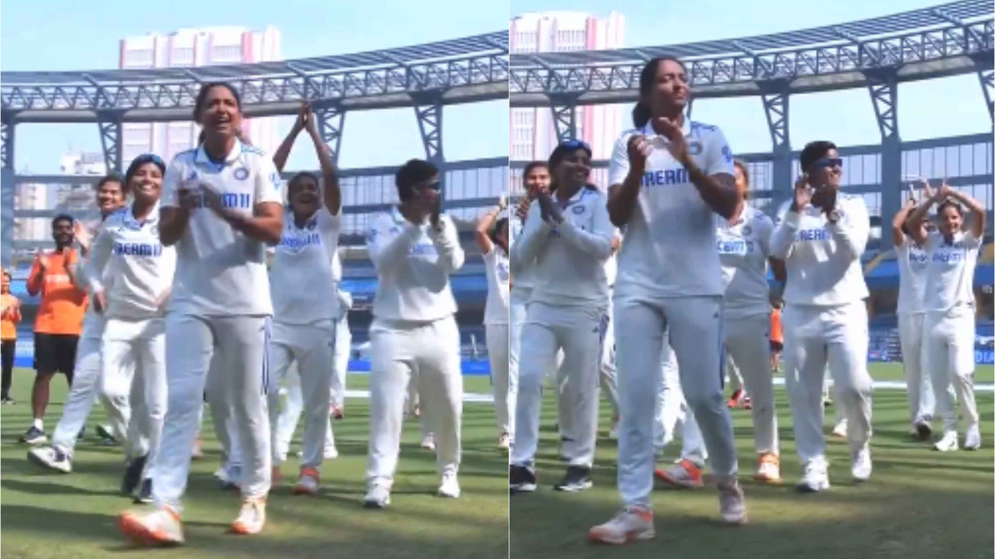 WATCH: Harmanpreet and her troops perform lap of honour at the Wankhede Stadium after historic Test win over Australia