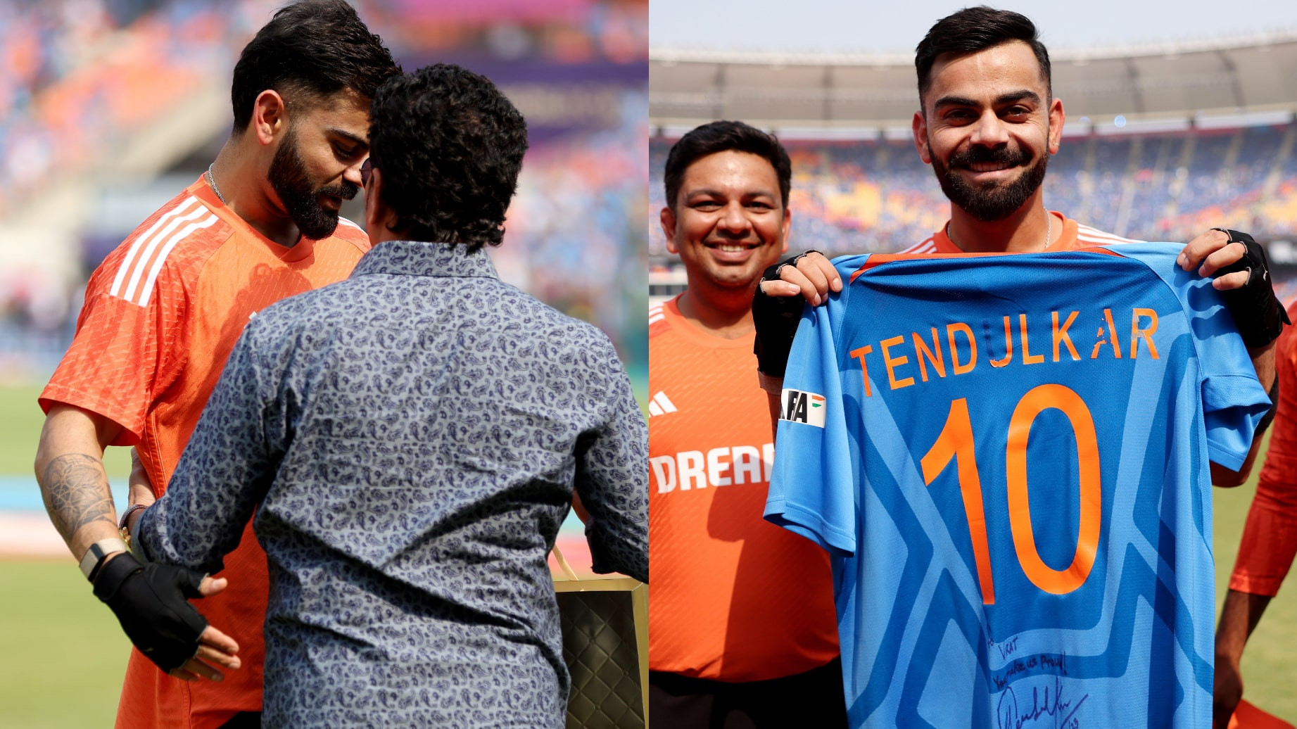 CWC 2023: “Make us proud” – Sachin Tendulkar gifts signed jersey to Virat Kohli ahead of World Cup final