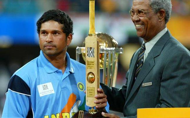 Sachin won the Man of the tournament award in 2003 World Cup for a record 673 runs | Getty