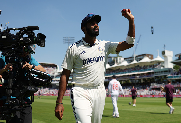 Jasprit Bumrah after taking a fifer at Lord's | Getty