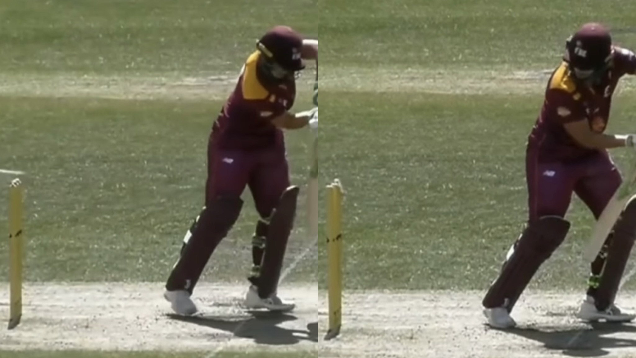 WATCH - Queensland Fire's Georgia Voll gets clean bowled but given not out as no one appealed