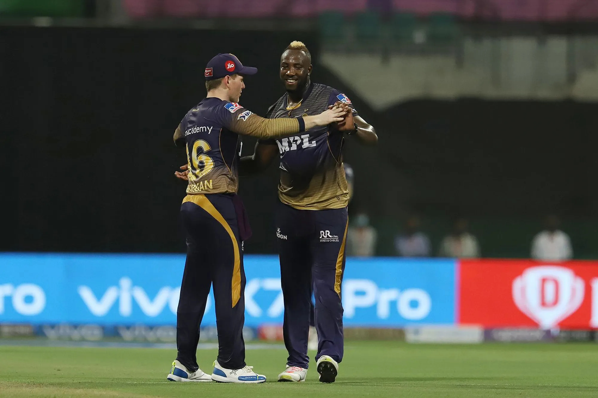 Andre Russell celebrates the fall of AB de Villiers | BCCI/IPL