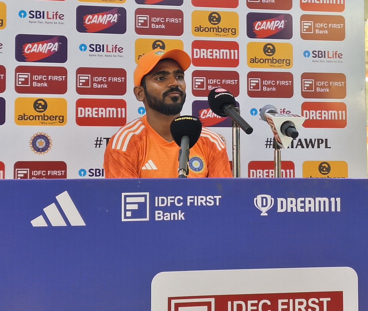 KS Bharat addressing a press conference ahead of second Test | X