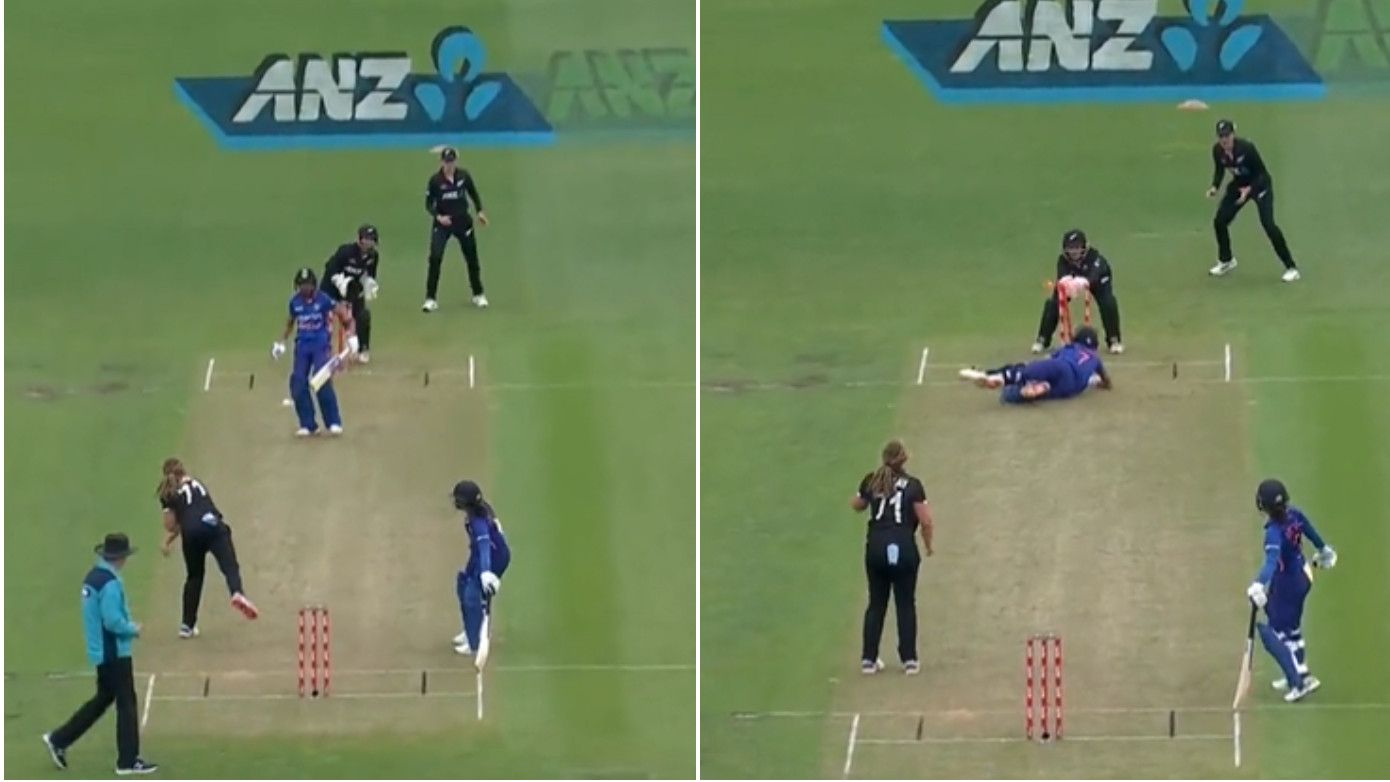 NZW v INDW 2022: WATCH - Harmanpreet Kaur gets run-out in an unfortunate way during third ODI