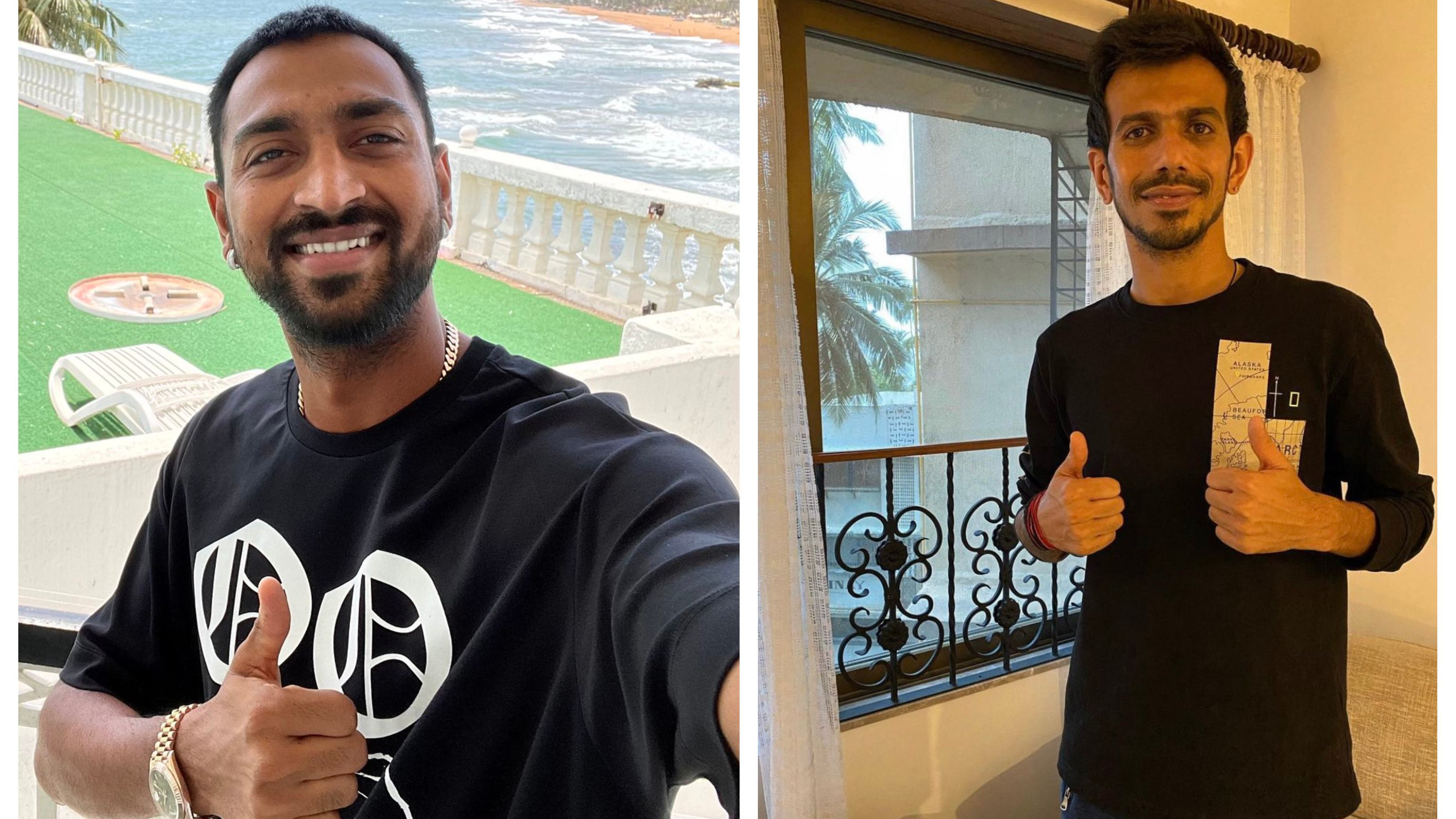 Krunal Pandya, Yuzvendra Chahal express gratitude after returning home following negative COVID tests in Sri Lanka