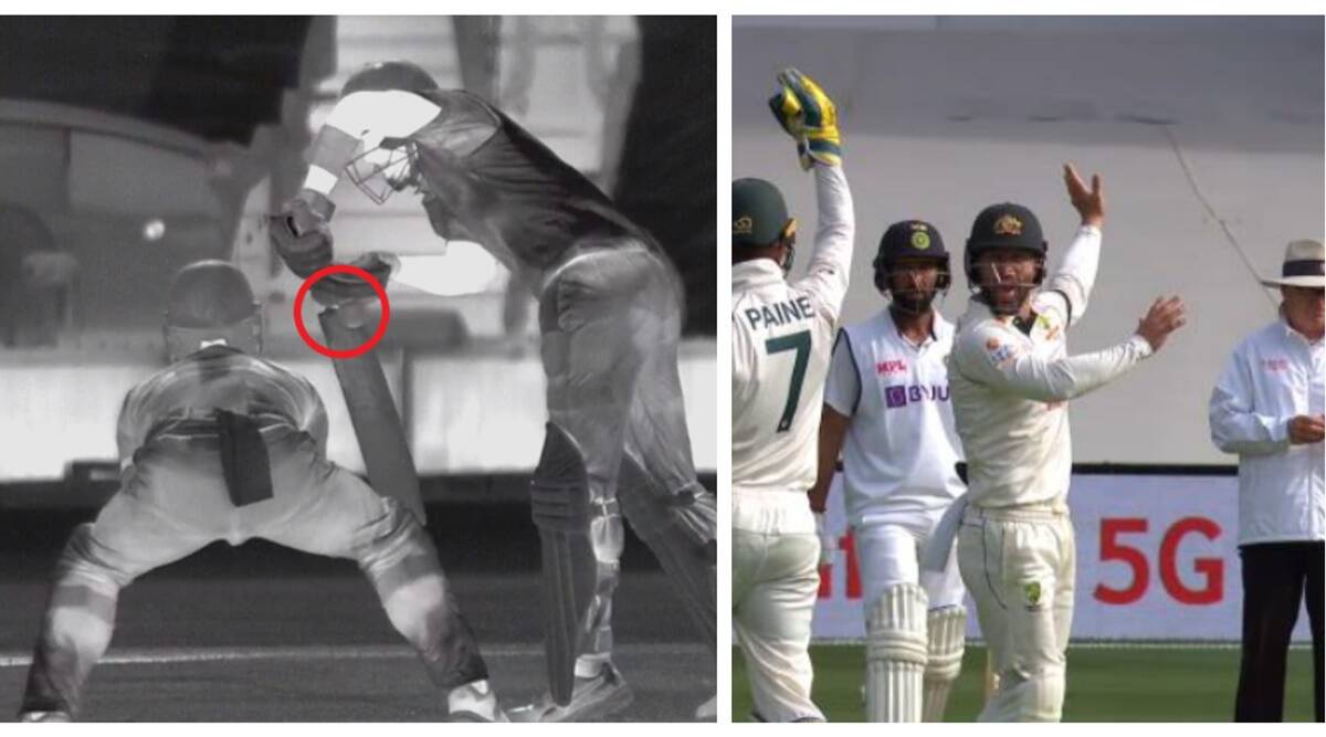 Hotspot shows ball kissing Kohli's bat's top edge before Paine collected it 