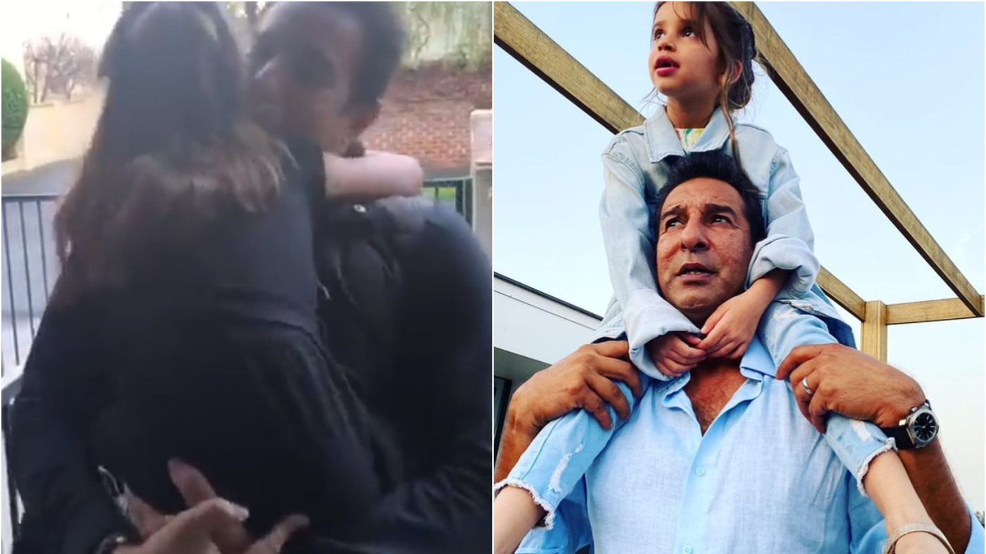 WATCH - Wasim Akram reunites with his daughter and wife after 10 months