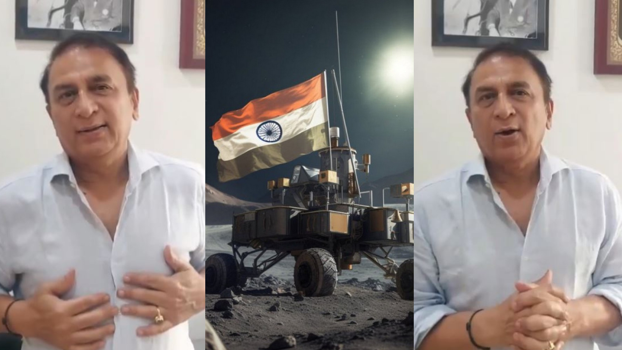 WATCH- Sunil Gavaskar congratulates ISRO on successful lunar landing of Chandrayaan 3