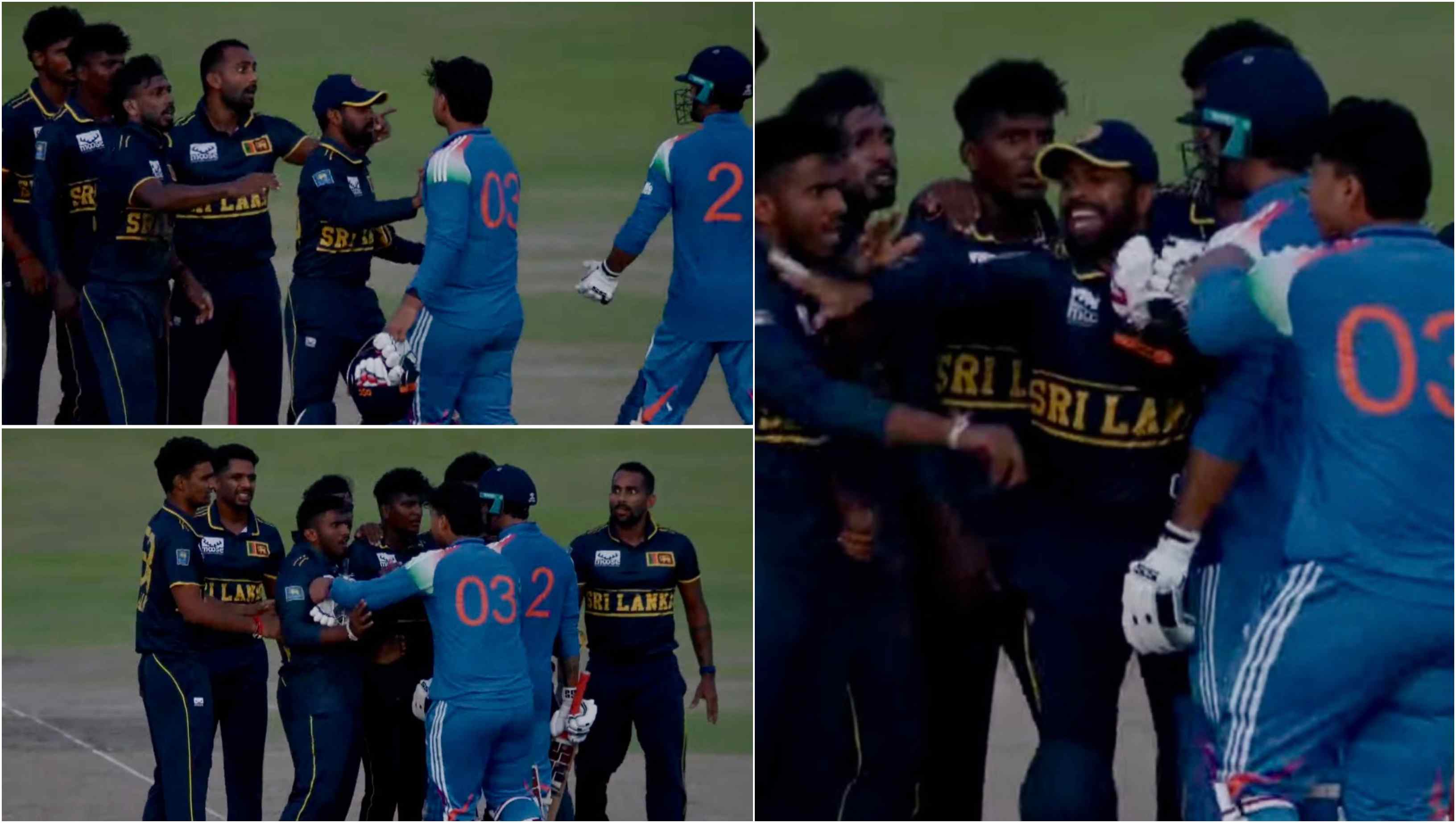 Vaibhav Sooryavanshi fighting with Sri Lanka A cricketers | X
