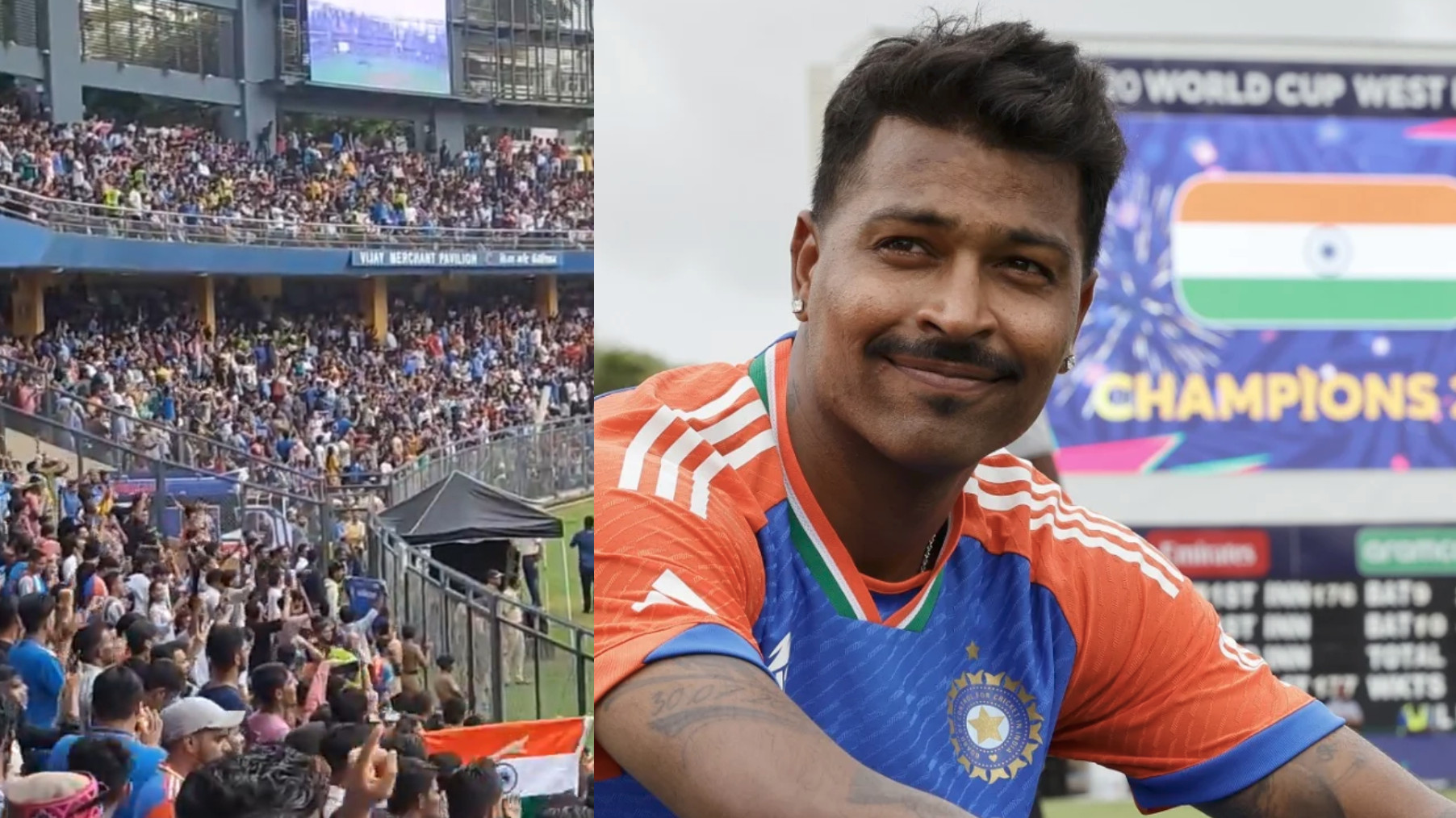 WATCH- From booing him in IPL 2024, Wankhede Stadium chants ‘Hardik, Hardik’ ahead of Team India’s felicitation ceremony